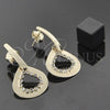 Arete Colgante 95.001 Oro Laminado, Diseño de Gota, con Blanca Zirconia Cubica, Pulido, Tono Dorado