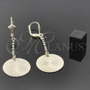 Arete Largo 95.005 Oro Laminado, con Blanca Zirconia Cubica, Pulido, Tono Dorado