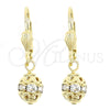 Arete Colgante 5.120.012 Oro Laminado, Diseño de Bola, con Blanca Cristal, Pulido, Tono Dorado