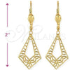 Arete Colgante 5.103.017 Oro Laminado, Diseño de File, Pulido, Tono Dorado