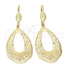 Arete Colgante 5.078.005 Oro Laminado, Diseño de Flor, Diamantado, Tono Dorado