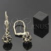 Arete Colgante 5.120.023 Oro Laminado, Diseño de Bola, con Negro Zirconia Cubica, Pulido, Tono Dorado