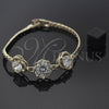 Pulsera Elegante 028.008.2 Oro Laminado, Diseño de Flor y Cluster, con Blanca Zirconia Cubica, Diamantado, Tono Dorado (7 Inches Length)
