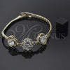 Pulsera Elegante 028.008.2 Oro Laminado, Diseño de Flor y Cluster, con Blanca Zirconia Cubica, Diamantado, Tono Dorado (7 Inches Length)