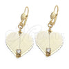Arete Colgante 73.004 Oro Laminado, Diseño de Corazón, con Blanca Zirconia Cubica, Pulido, Tono Dorado