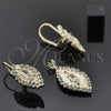 Juego de Arete y Dije de Adulto 5.057.006 Oro Laminado, con Blanca Zirconia Cubica, Pulido, Tono Dorado