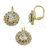 Juego de Arete y Dije de Adulto 5.057.010 Oro Laminado, con Blanca Zirconia Cubica, Pulido, Tono Dorado