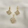 Juego de Arete y Dije de Adulto 5.056.006 Oro Laminado, con Blanca Zirconia Cubica, Pulido, Tono Dorado