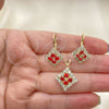 Juego de Arete y Dije de Adulto 5.056.008 Oro Laminado, con Blanca Zirconia Cubica, Pulido, Tono Dorado