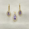 Juego de Arete y Dije de Adulto 5.058.015 Oro Laminado, con Blanca Zirconia Cubica, Pulido, Tono Dorado