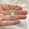 Juego de Arete y Dije de Adulto 5.057.014.1 Oro Laminado, con Champan and Blanca Zirconia Cubica, Pulido, Tono Dorado