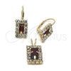 Juego de Arete y Dije de Adulto 5.057.016 Oro Laminado, con Blanca Zirconia Cubica, Pulido, Tono Dorado