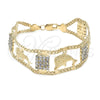 Pulsera Elegante 24.001 Oro Laminado, Diseño de Delfín, con Blanca Cristal, Pulido, Tono Dorado (25 MM Thickness, 8 Inches Length)