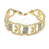 Pulsera Elegante 24.003 Oro Laminado, Diseño de Arco, con Blanca Cristal, Pulido, Tono Dorado (25 MM Thickness, 8 Inches Length)
