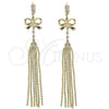 Arete Largo 5.066.004 Oro Laminado, Diseño de Arco, con Blanca Zirconia Cubica, Pulido, Tono Dorado