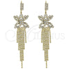 Arete Largo 5.086.005 Oro Laminado, Diseño de Mariposa, con Blanca Zirconia Cubica, Pulido, Tono Dorado