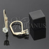 Arete Gancho Frances 5.128.107.1 Oro Laminado, con Manzana Verde Oscuro Zirconia Cubica, Pulido, Tono Dorado