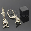 Arete Colgante 5.027.018 Oro Laminado, Diseño de Pescado, con Blanca Zirconia Cubica, Pulido, Tono Dorado