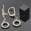 Arete Colgante 095.008.1 Oro Laminado, Diseño de Flor, con Blanca Zirconia Cubica, Pulido, Tono Dorado