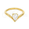 Anillo Solitario 120.044.06 Oro Laminado, con Blanca Zirconia Cubica, Pulido, Tono Dorado (Size 6)