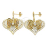 Arete Colgante 5.064.015 Oro Laminado, Diseño de Corazón, con Blanca Zirconia Cubica, Diamantado, Tono Dorado