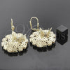 Arete Colgante 5.093.001 Oro Laminado, Diseño de Mariposa y Flor, con Blanca Zirconia Cubica, Pulido, Tono Dorado