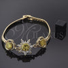 Pulsera Elegante 27.006 Oro Laminado, Diseño de Flor, con Dorado and Blanca Zirconia Cubica, Diamantado, Tono Dorado (7 Inches Length)
