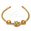Pulsera Elegante 27.006 Oro Laminado, Diseño de Flor, con Dorado and Blanca Zirconia Cubica, Diamantado, Tono Dorado (7 Inches Length)