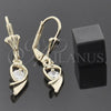 Arete Colgante 5.029.014 Oro Laminado, Diseño de Pescado, con Blanca Zirconia Cubica, Pulido, Tono Dorado