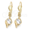 Arete Colgante 5.083.012 Oro Laminado, con Blanca Zirconia Cubica, Pulido, Tono Dorado