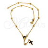 Rosario Mediano 5.212.010.16 Oro Laminado, Diseño de Virgen Maria y Cruz, Esmaltado, Tono Dorado