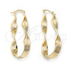 Argolla Grande 5.158.007 Oro Laminado, Diseño de Torcido, Pulido, Tono Dorado