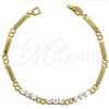 Pulsera Tennis 03.63.0218 Oro Laminado, con Blanca Zirconia Cubica, Pulido, Tono Dorado (05 MM Thickness, 7 Inches Length)