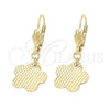 Arete Colgante 5.016.004 Oro Laminado, Diseño de Flor, Pulido, Tono Dorado