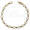 Pulsera Tennis 5.023.012 Oro Laminado, Diseño de Flor, con Blanca Zirconia Cubica, Pulido, Tono Dorado (06 MM Thickness, 8 Inches Length)