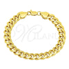 Pulsera Básica 5.223.010.09 Oro Laminado, Diseño de Miami Cubana, Pulido, Tono Dorado (230 Gauge, 09 MM Thickness, 9 Inches Length)