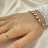 Pulsera Tennis 5.026.003 Oro Laminado, Diseño de Flor, con Blanca Zirconia Cubica, Pulido, Tono Dorado (10 MM Thickness, 8 Inches Length)