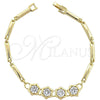 Pulsera Tennis 5.026.003 Oro Laminado, Diseño de Flor, con Blanca Zirconia Cubica, Pulido, Tono Dorado (10 MM Thickness, 8 Inches Length)