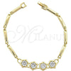 Pulsera Tennis 5.026.003 Oro Laminado, Diseño de Flor, con Blanca Zirconia Cubica, Pulido, Tono Dorado (10 MM Thickness, 8 Inches Length)
