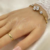 Pulsera Elegante 5.027.002 Oro Laminado, Diseño de Flor y Corazón, con Blanca Zirconia Cubica, Pulido, Tono Dorado (16 MM Thickness, 7 Inches Length)