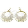 Arete Colgante 5.077.001 Oro Laminado, Diseño de Oja, Pulido, Tono Dorado