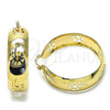 Argolla Grande 5.150.003.45 Oro Laminado, Diseño de Flor, Cepillado, Tono Dorado