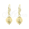 Arete Colgante 5.123.014 Oro Laminado, Diseño de Disco y Bola, Pulido, Tono Dorado