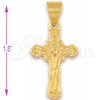 Dije Religioso 5.191.019 Oro Laminado, Diseño de Crucifijo, Pulido, Tono Dorado