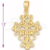 Dije Religioso 5.188.002 Oro Laminado, Diseño de Crucifijo, Pulido, Tono Dorado