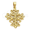 Dije Religioso 5.188.002 Oro Laminado, Diseño de Crucifijo, Pulido, Tono Dorado