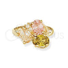 Anillo Multi Piedra 5.172.003.06 Oro Laminado, con Multicolor Zirconia Cubica, Pulido, Tono Dorado (Size 6)