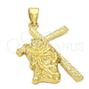 Dije Religioso 5.190.030 Oro Laminado, Diseño de Crucifijo, Pulido, Tono Dorado