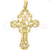 Dije Religioso 5.189.001 Oro Laminado, Diseño de Crucifijo, Pulido, Tono Dorado