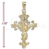 Dije Religioso 5.188.013 Oro Laminado, Diseño de Crucifijo, Pulido, Tono Dorado